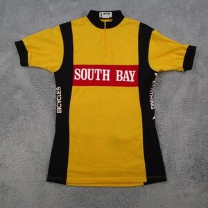 Vintage Kucharik South Bay Bicycles Kuwahara Cycling Jersey Yellow Wool Mens L